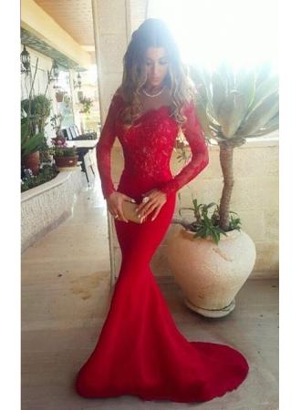 2017 Sexy Sleeves Long Gowns Off Shoulder Evening the Mermaid Red Lace Long Prom Dresses_Prom Dresses_Special Occasion Dresses_Online Wedding Dresses, Prom Dresses, Evening Gowns, Bridesmaid Dresses, 