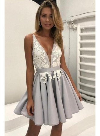 Sexy V-Neck Appliques Short Homecoming Dresses 2017 A-Line Appliques Cocktail Dress BA6972_2017 Homecoming Dresses_Wedding Dresses | Prom Dresses | Evening Formal Gowns | Suzhoudress.com