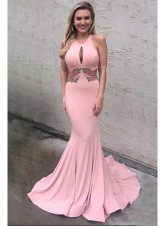 2017 Modest Mermaid Keyhole Prom Dress Sleeveless Pink Flowers Long Evening Gowns_Prom Dresses 2017_Prom Dresses_Special Occasion Dresses_Buy High Quality Dresses from Dress Factory - Babyonlinedress.