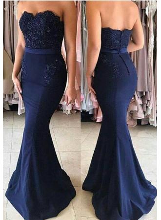 Simple Strapless Mermaid Party Dresses 2017 Buttons Beadings Appliques Prom Dress_Prom Dresses 2017_Prom Dresses_Special Occasion Dresses_Buy High Quality Dresses from Dress Factory - Babyonlinedress.