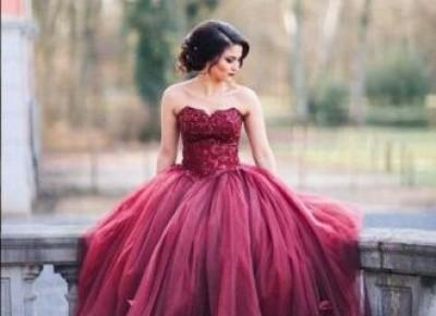 2017 Burgundy Ball Gown Wedding Dresses Sweetheart Neck with 3D-Floral Appliques Prom Dress_Prom Dresses 2017_Prom Dresses_Special Occasion Dresses_Buy High Quality Dresses from Dress Factory - Babyon