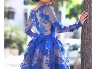 Cute Long Sleeve Royal Blue Homecoming Dress Custom Made Knee Length Plus Size Evening Dress MH040_Short Dresses/Homecoming Dresses_Wedding Dresses | Prom Dresses | Evening Formal Gowns | Suzhoudress.