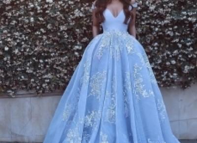 Lace Baby-Blue Elegant Off-the-shoulder Floor-Length Evening Dress_Evening Dresses 2017_Evening Dresses_Special Occasion Dresses_Buy High Quality Dresses from Dress Factory - Babyonlinedress.com