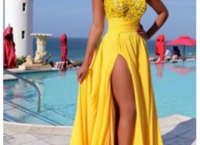 2017 Yellow Chiffon Prom Dresses Thigh-High Slit Sexy Summer Evening Gowns_Prom Dresses 2017_Prom Dresses_Special Occasion Dresses_Buy High Quality Dresses from Dress Factory - Babyonlinedress.com