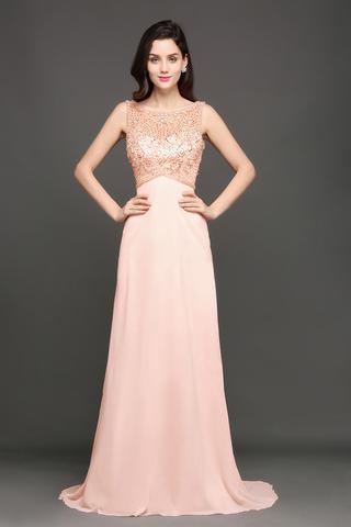   Chicloth Pearl Pink Backless Prom Dress  