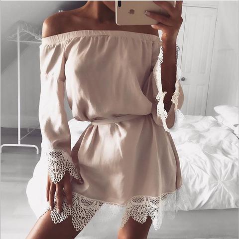   Chicloth Off the shoulder White Mini Dress  