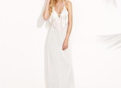   Chicloth Tassel White Maxi Dress  