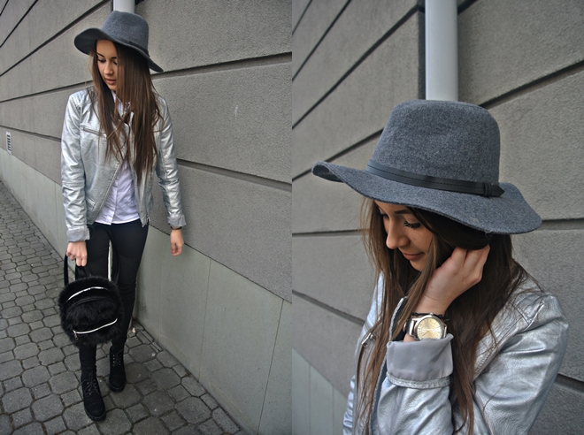 Kingstyle ღ: 55ღ.Metallic Silver Leather Jacket In Casual Outfit