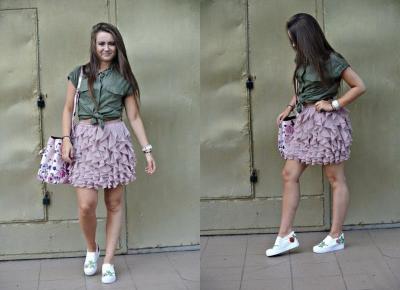 84ღ. Delicate Flounces Powder Pink Skirt With Flower's Bad