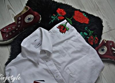 89ღ. Decorate Flowers On White Casual Shirt To Set With Shorts