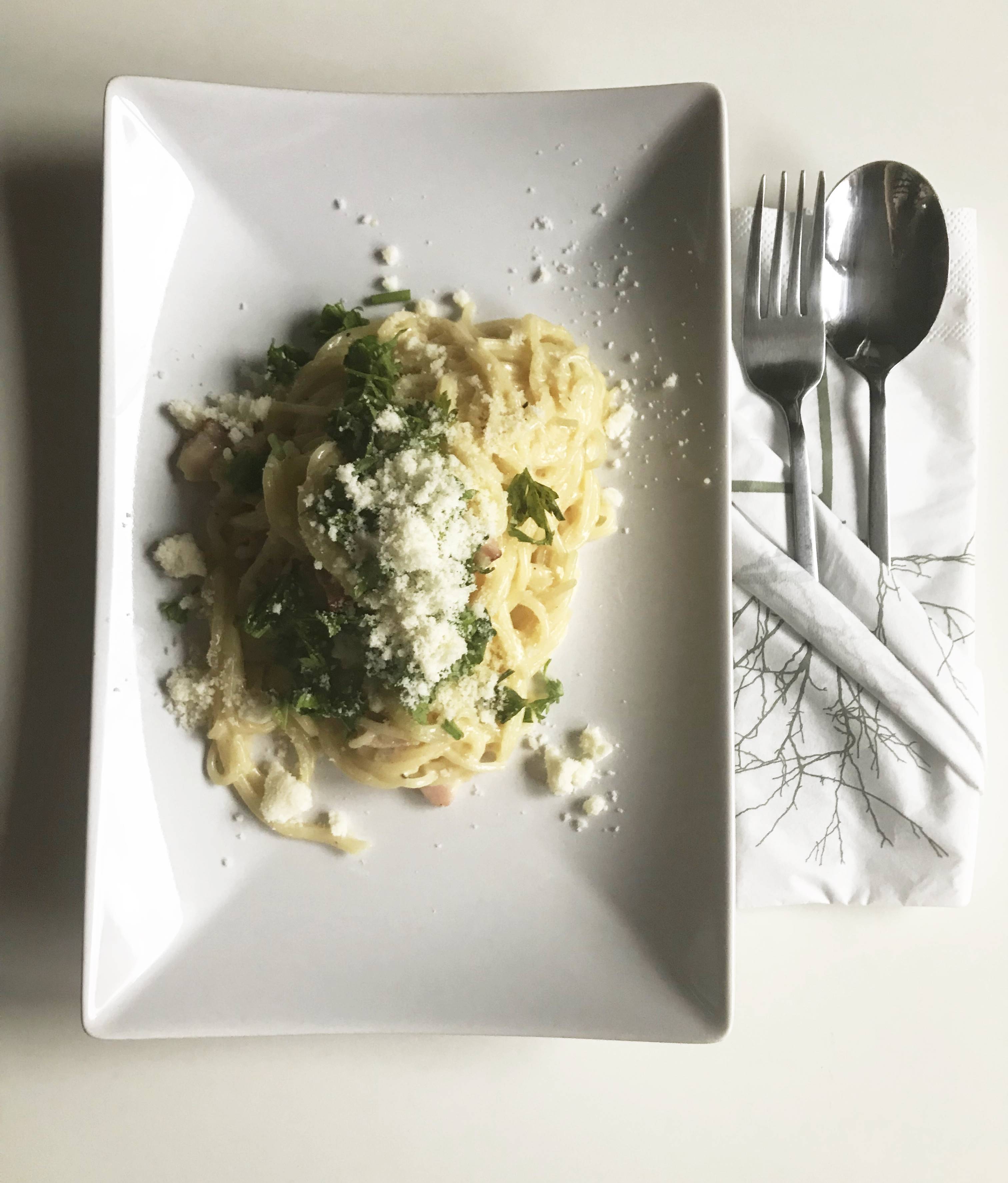 Spaghetti Carbonara- wersja bez wina » Kot w kuchni