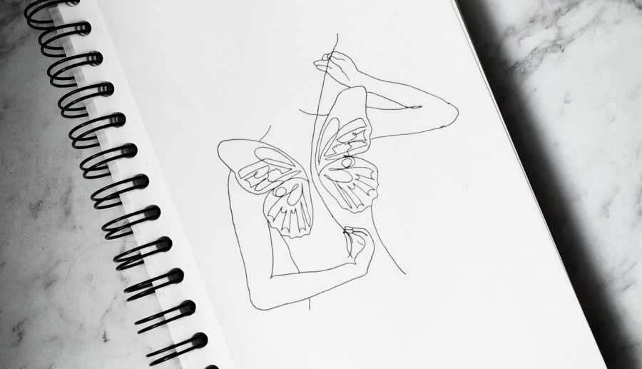 Buterfly women lineart