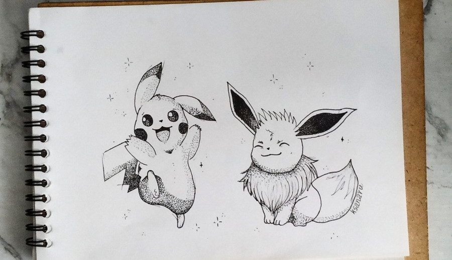 Pikachu & Eevee art