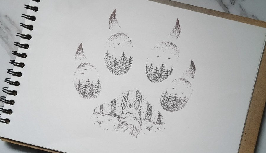 forest dotwork art