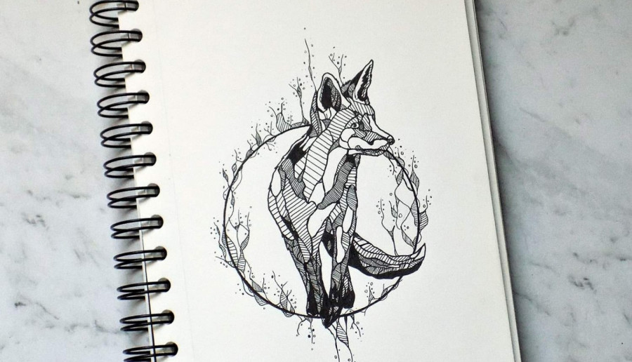 Foxy black ink art