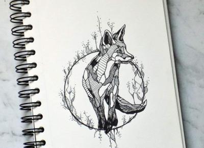 Foxy black ink art