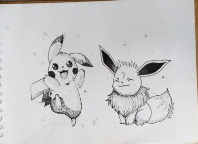 Pikachu & Eevee art