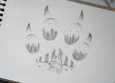 forest dotwork art