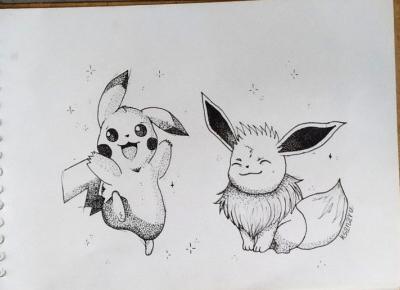 Pikachu & eevee fanart