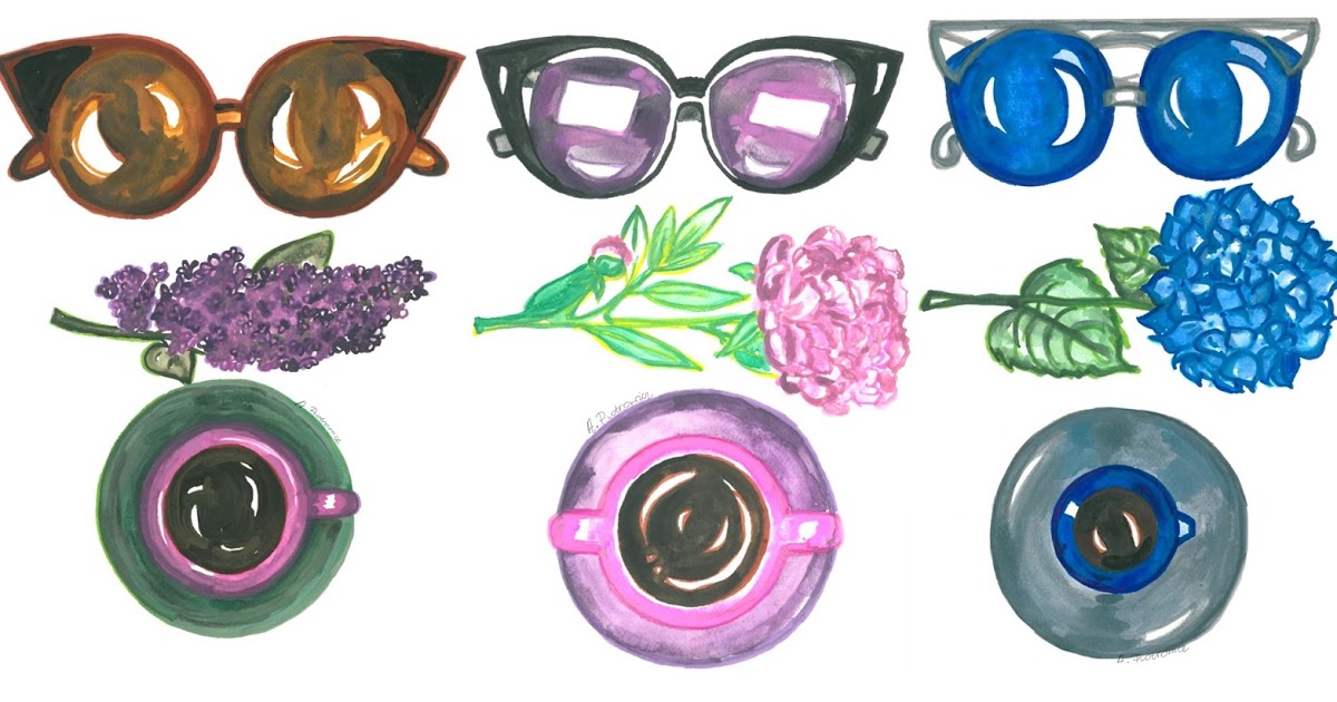 a little CUP OF ART : sunglasses, flowers 