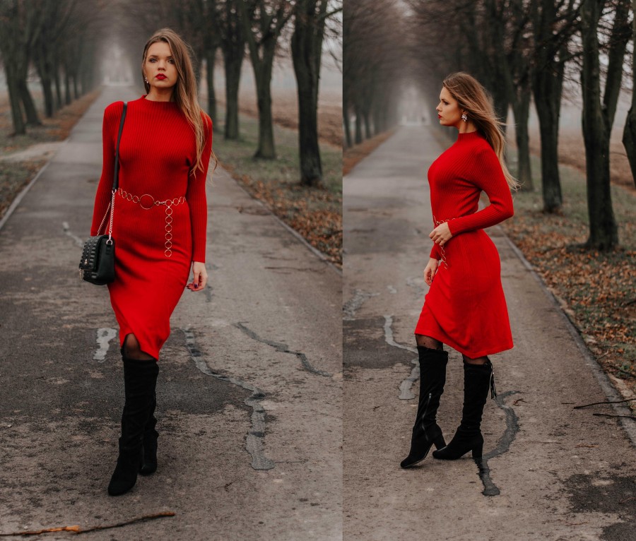 The world is my runway.: Sweater red dress