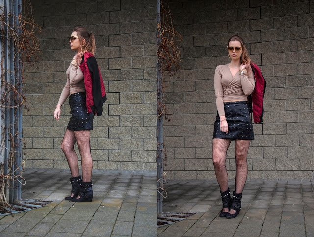 The world is my runway.: Bomber & leather skirt 