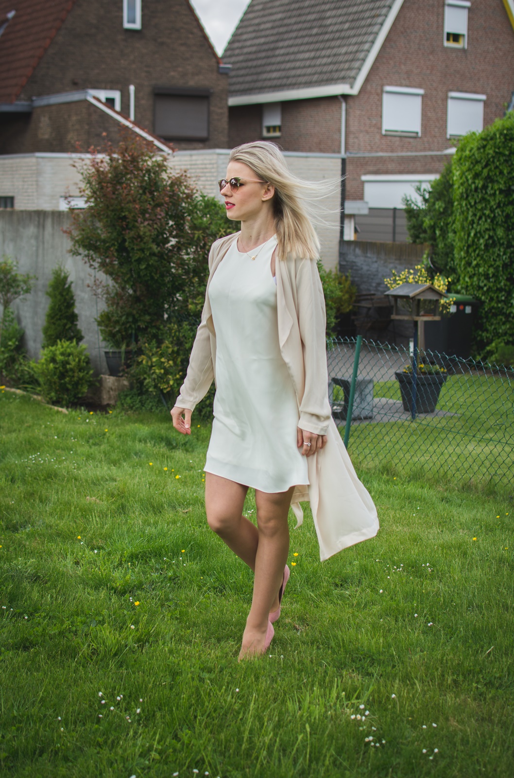 White dress and high heels