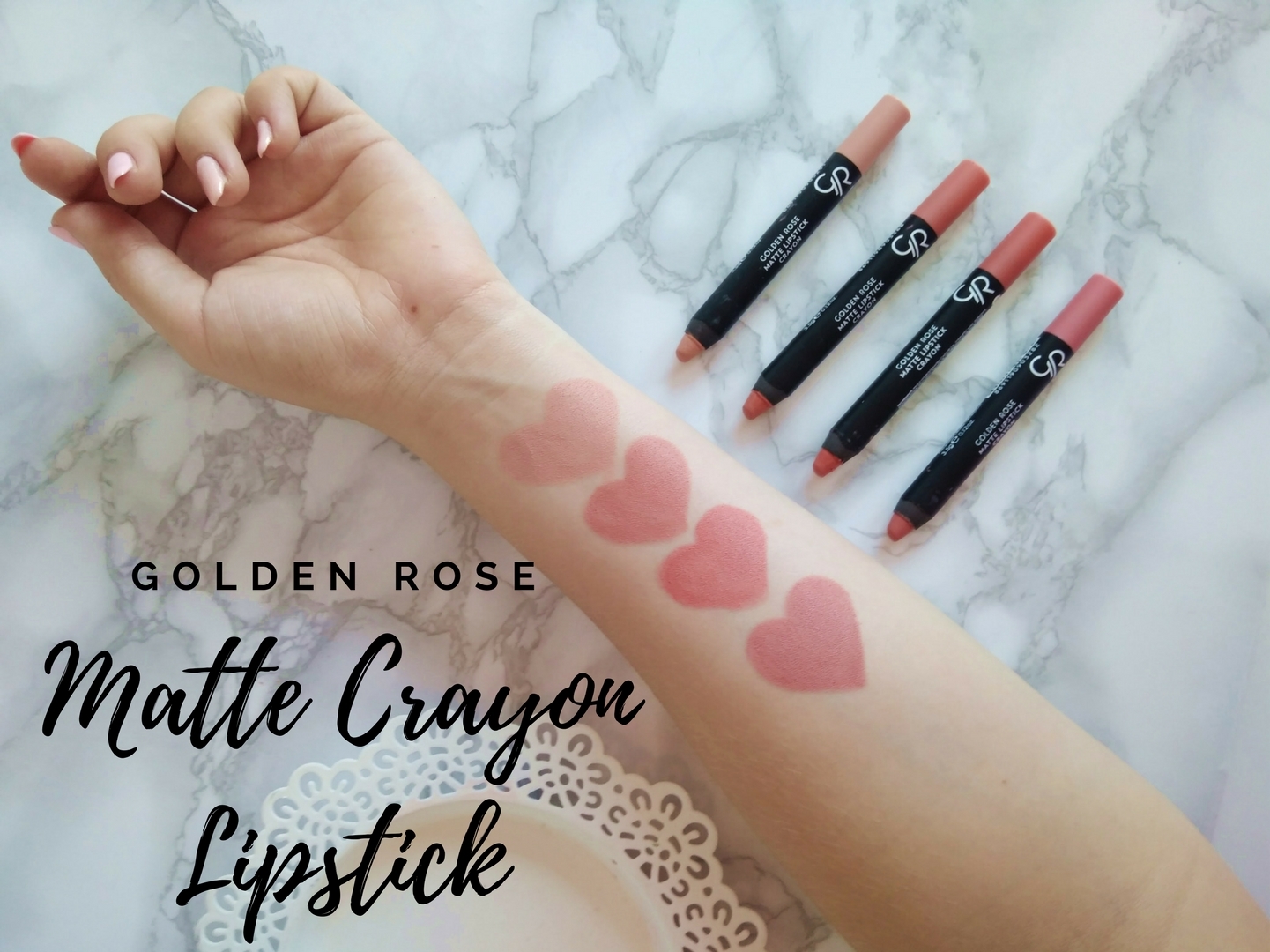 New shades of NUDE | Nowe kolory MatteCrayon Lipstick | Golden Rose | Emilia Miller