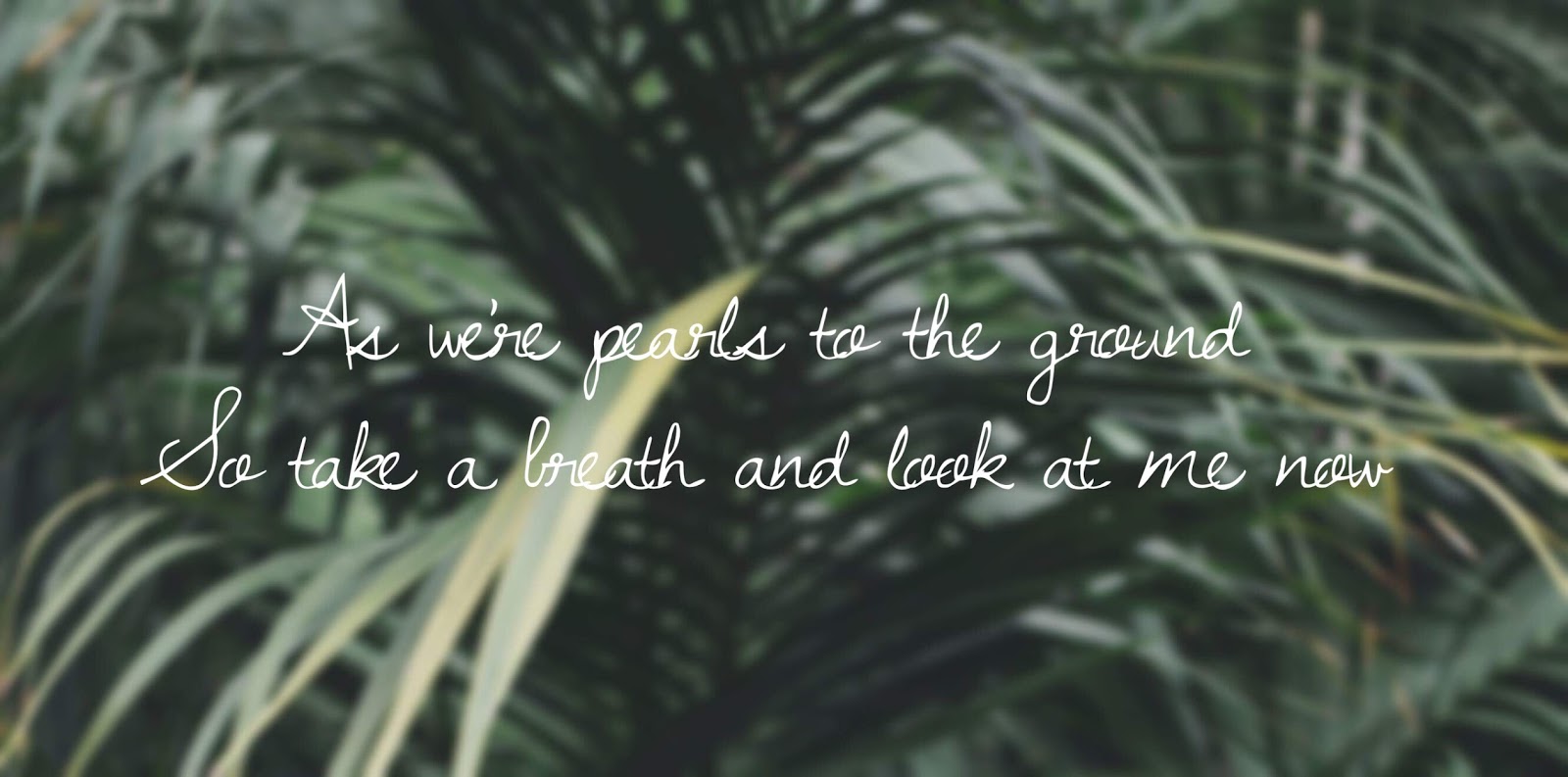 As we're pearls to the ground, so take a breath and look at me now