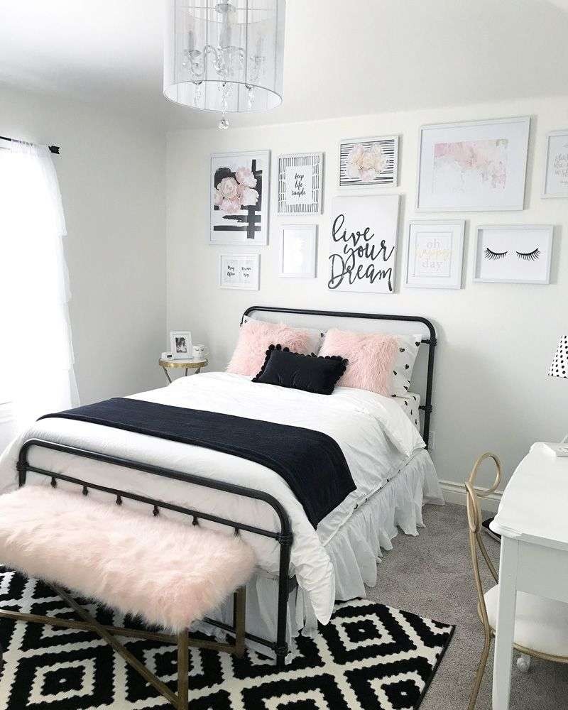 🌸 pink & black & white - bedroom 🌸