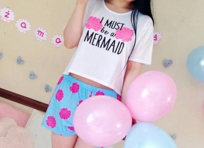 Justyna 🎀 on Instagram: “miłego wieczoru kochani 😊🌸💖 cute pajama set from @boohoo 😍💞💙 #boohoo #myboohoostyle #pajama #pajamaset #mermaid #style #pinkandblue…”