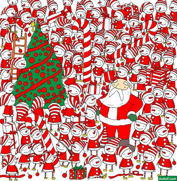 Zagadka obrazkowa: gdzie jest czapka św. Mikołaja?