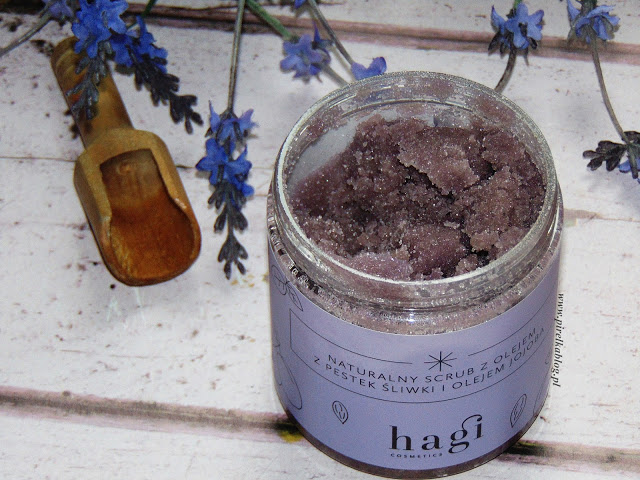 Hagi, Naturalny Scrub z olejem z pestek śliwek i olejem jojoba | Pirelka blog - Beauty Blog
