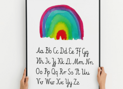 akwarelowe plakaty z pisanym alfabetem do druku | plakatówka