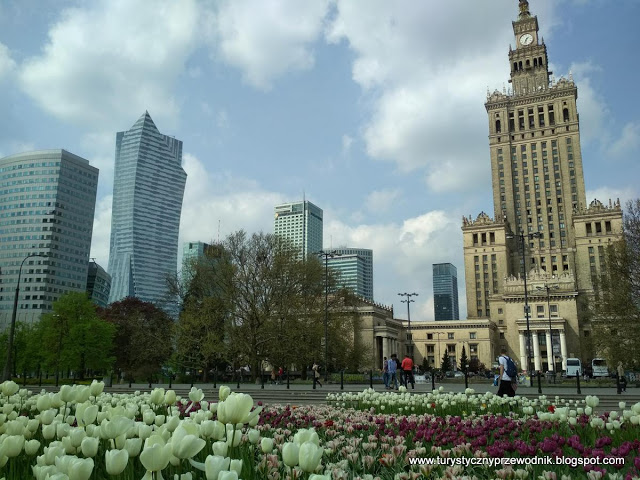 Pałac Kultury i Nauki w Warszawie i jego najbliższa okolica w wiosennej aurze [Palace of Culture and Science in Warsaw and its surroundings