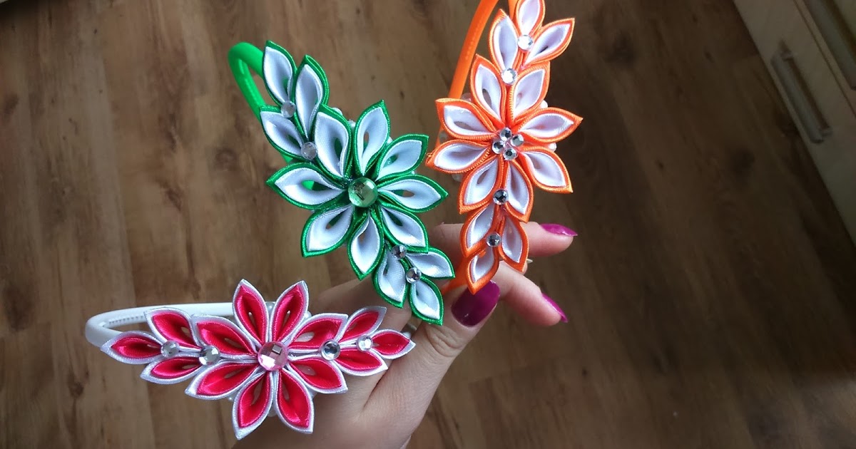 Uszyj to - rękodzieło DIY handmade: Opaski kanzashi w trzech kolorach