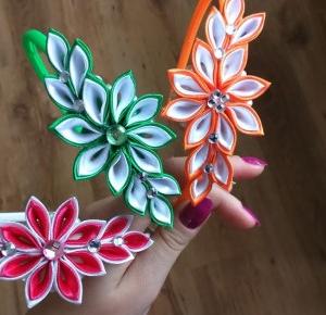 Uszyj to - rękodzieło DIY handmade: Opaski kanzashi w trzech kolorach