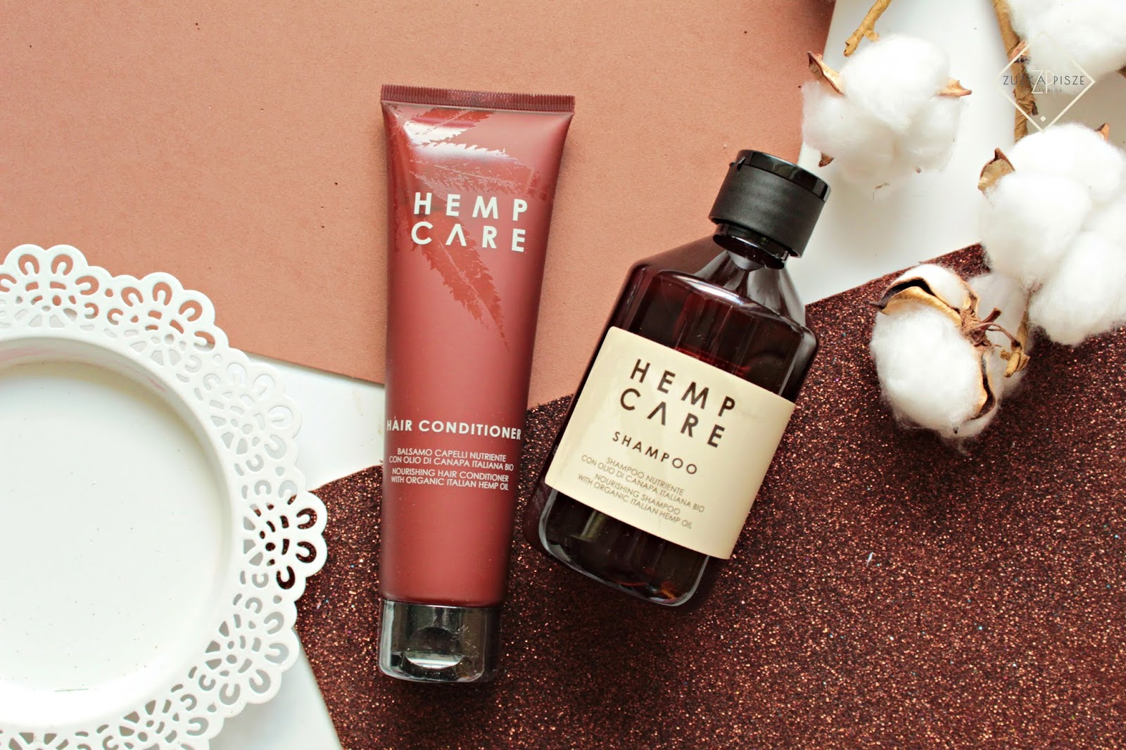 HEMP CARE - szampon do włosów i odżywka z organicznym olejem konopnym | Zuzka Pisze