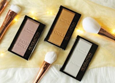 Ingot Highlighter - Rozświetlacze Makeup Revolution - Rose Gold / Gold / Platinum |   Zuzka Pisze